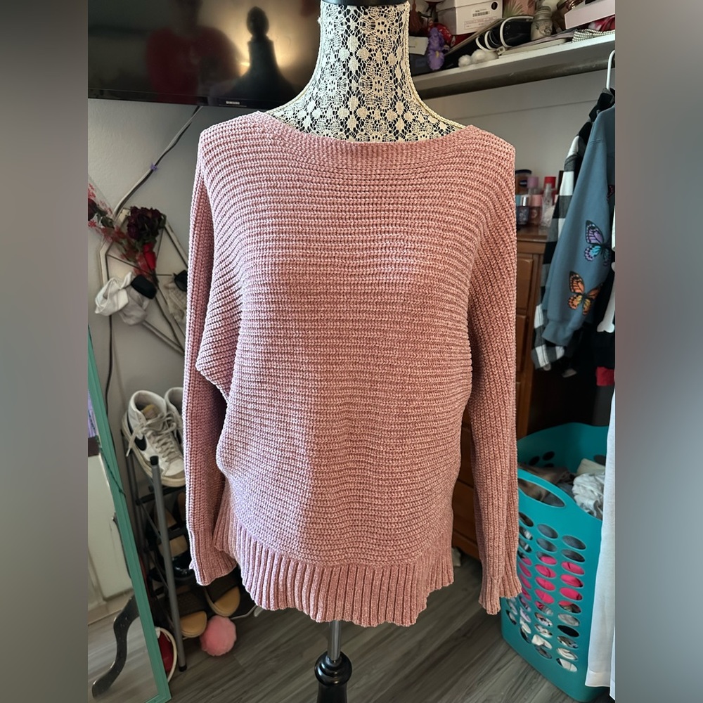 Pink chenille sweater
